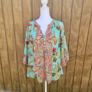 Fig and Flower Anthropologie Womens Floral Paisley Print Size Small